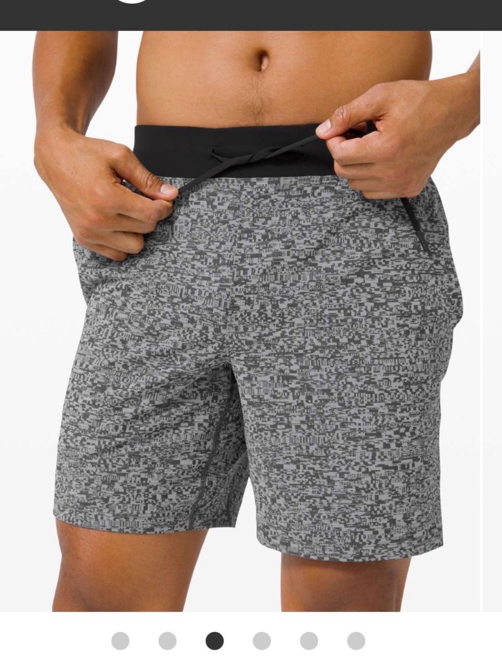 Men's Grey Patterned Athletic Shorts with Black Waistband